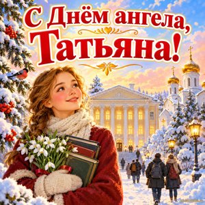 Открытка «С Днём ангела, Татьяна!» с университетом