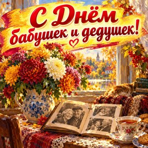 Открытка «С Днём бабушек и дедушек!» с фотоальбомом