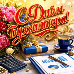 Открытка с Днём бухгалтера благополучия счастья и удачи