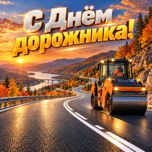 Открытка «С Днём дорожника!» с новой трассой