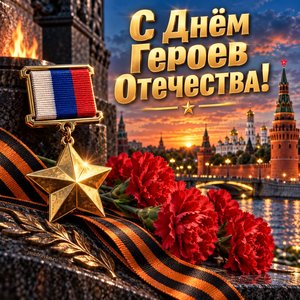 Открытка «С Днём Героев Отечества!» с золотой звездой