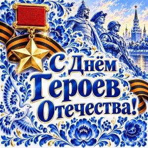 Открытка «С Днём Героев Отечества!» со звездой Героя