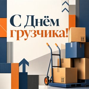 Открытка с Днём грузчика с коробками и стрелками