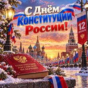 Открытка «С Днём Конституции России!» с праздничной площадью