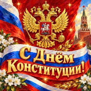 Открытка «С Днём Конституции!» с гербом