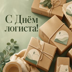 Открытка с Днём логиста с посылками