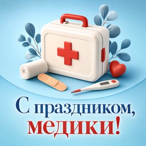 Открытка с Днём медицинского работника с аптечкой первой помощи