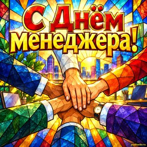 Открытка «С Днём менеджера!» с командой