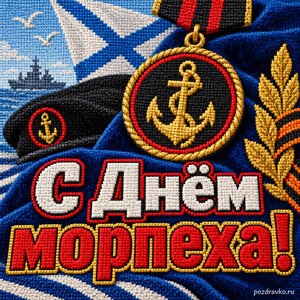 Открытка «С Днём морпеха!» с медалью