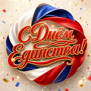 Открытка День народного единства с переплетёнными лентами триколора