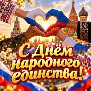 Открытка «С Днём народного единства!» с сердцем из рук