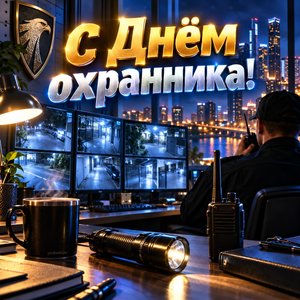 Открытка «С Днём охранника!» с пультом охраны
