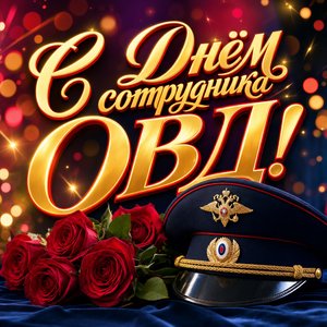 Открытка с Днём полиции с пожеланием