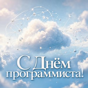 Открытка с Днём программиста с облаком API