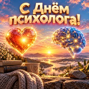 Открытка «С Днём психолога!» с сердцем и светом