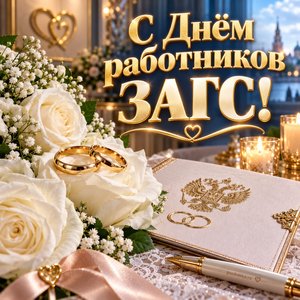Открытка «С Днём работников ЗАГС!» с обручальными кольцами