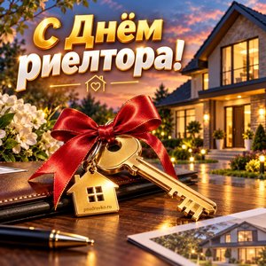 Открытка «С Днём риелтора!» с ключом от дома