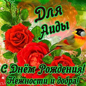 Открытка для Аиды с Днем рождения с пожеланием нежности и добра