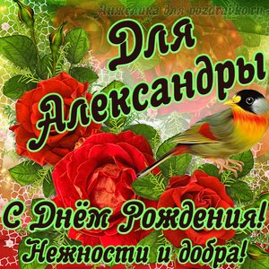 Открытка для Александры с Днем рождения с пожеланием нежности и добра