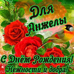 Открытка для Анжелы с Днем рождения с пожеланием нежности и добра