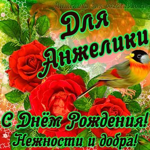 Открытка для Анжелики с Днем рождения с пожеланием нежности и добра