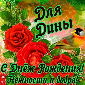 Открытка для Дины с Днем рождения с пожеланием нежности и добра