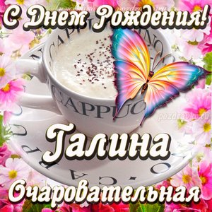 Открытка очаровательной Галине с Днем рождения