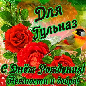 Открытка для Гульназ с Днем рождения с пожеланием нежности и добра