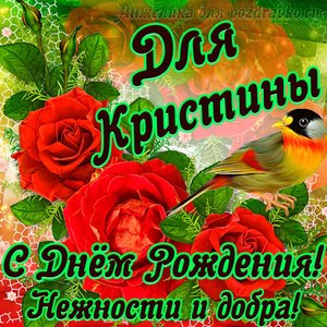 Открытка для Кристины с Днем рождения с пожеланием нежности и добра