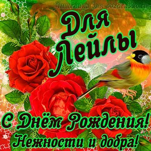 Открытка для Лейлы с Днем рождения с пожеланием нежности и добра
