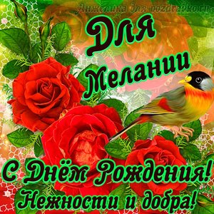 Открытка для Мелании с Днем рождения с пожеланием нежности и добра