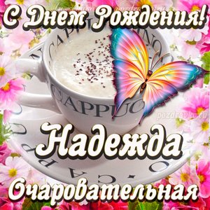 Открытка очаровательной Надежде с Днем рождения