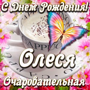 Открытка очаровательной Олесе с Днем рождения