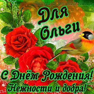 Открытка для Ольги с Днем рождения с пожеланием нежности и добра