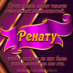Открытка с Днём Рождения Ренату с замечательным пожеланием
