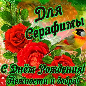 Открытка для Серафимы с Днем рождения с пожеланием нежности и добра