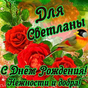 Открытка для Светланы с Днем рождения с пожеланием нежности и добра