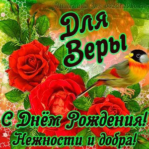 Открытка для Веры с Днем рождения с пожеланием нежности и добра
