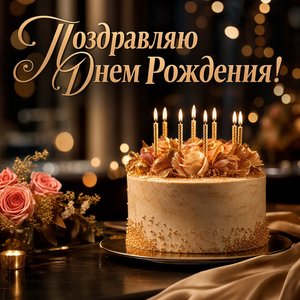 Открытка с Днем Рождения Алине с праздничным тортом