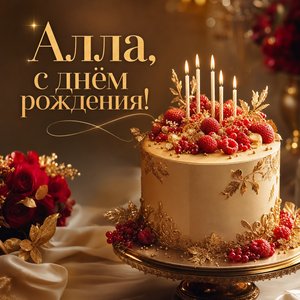 Открытка с Днем Рождения Алле с тортом