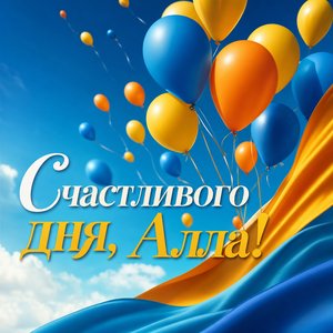 Открытка с Днем Рождения Алле с воздушными шарами
