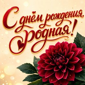 Открытка с днем рождения бабушке с бордовым георгином