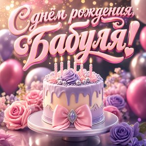Открытка с днем рождения бабушке с тортом и свечами