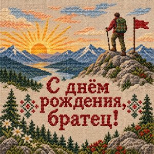 Открытка «С днём рождения, братец!» с вершиной горы