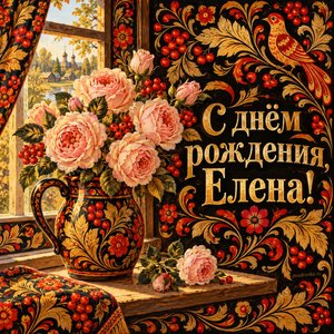 Открытка «С днём рождения, Елена!» Елене с садовыми розами