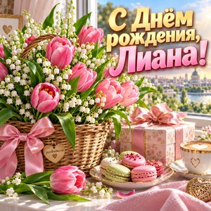 Открытка «С Днём рождения, Лиана!» Лиане с ландышами