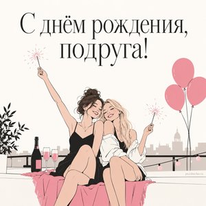 Открытка «С днём рождения, подруга!» с бенгальскими огнями