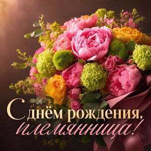 Открытка с днем рождения с букетом цветов