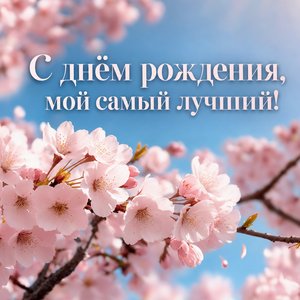 Открытка с днем рождения с цветущими сакурами