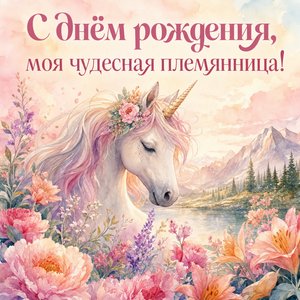 Открытка с днем рождения с единорогами